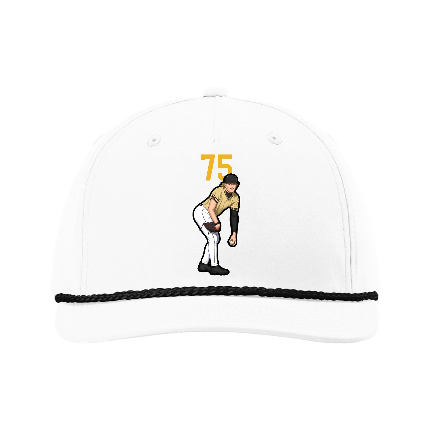 Five-Panel Classic Rope Cap — Number Top in White