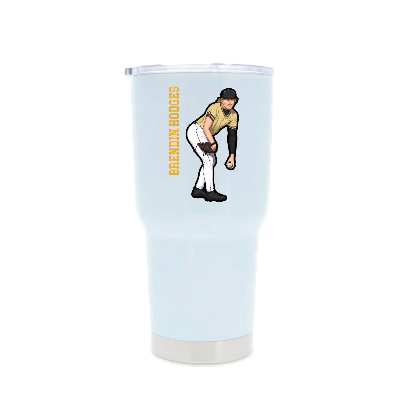 30oz Stainless Steel Tumbler — Name Vertical in White