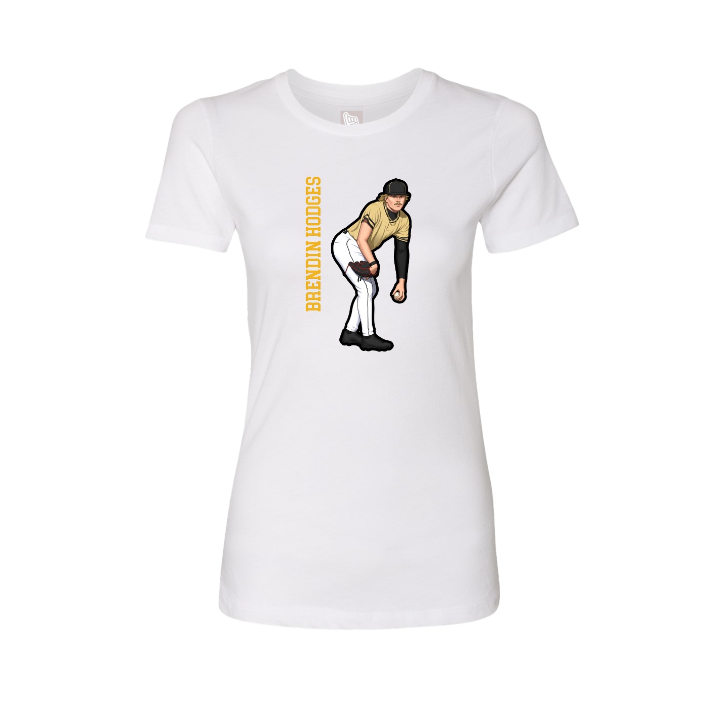 Fitted Women's Tee — Name Vertical in White