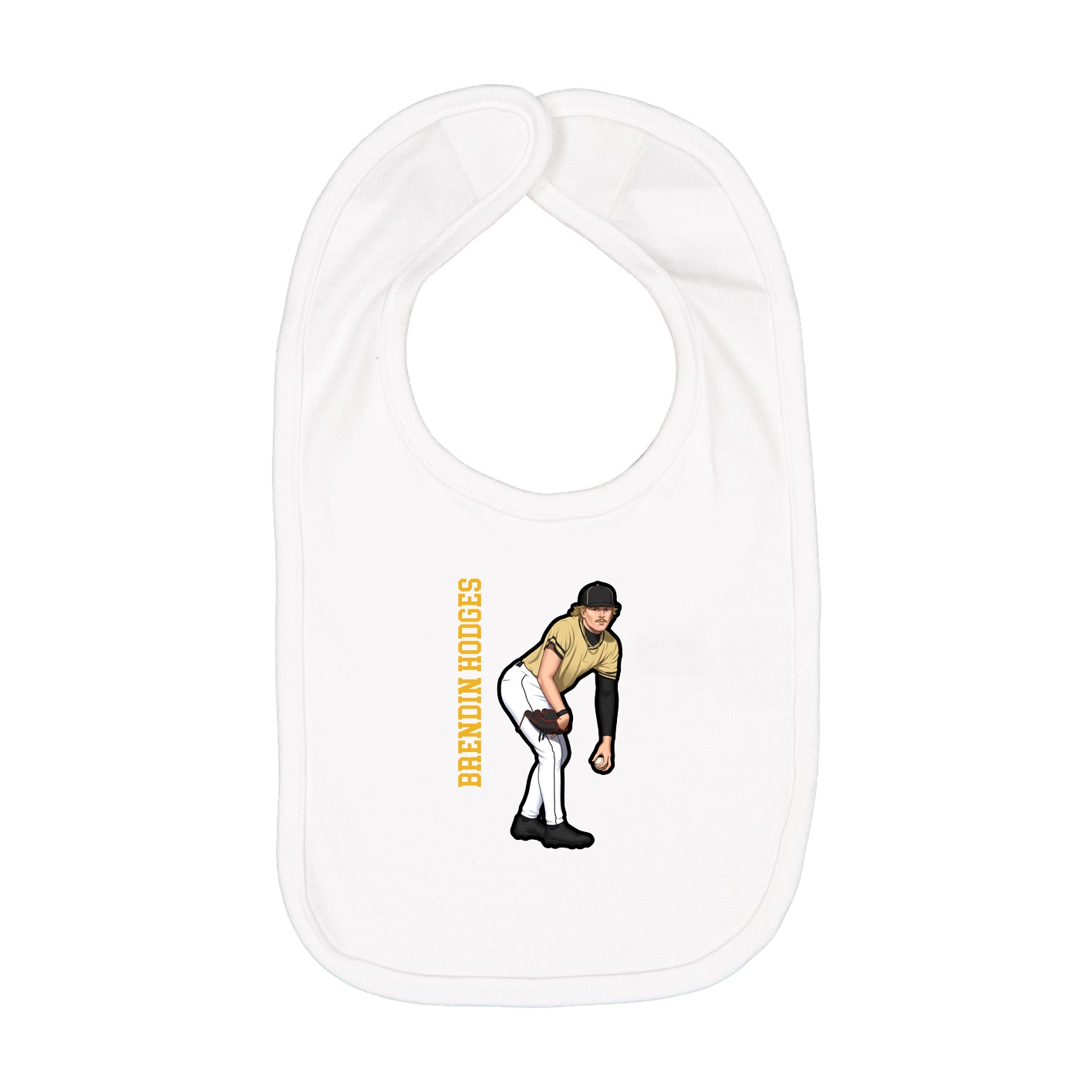 Infant Bib — Name Vertical in White