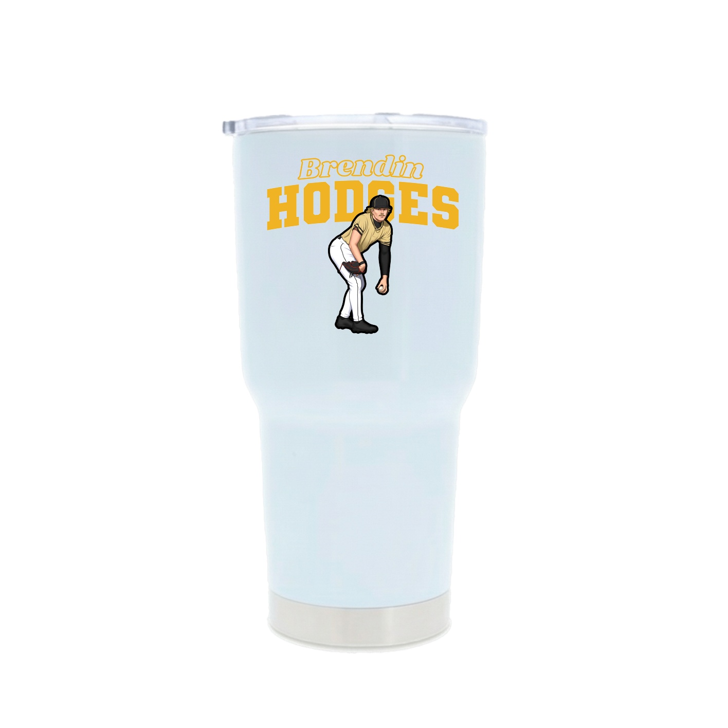 30oz Stainless Steel Tumbler — Name Arch in White