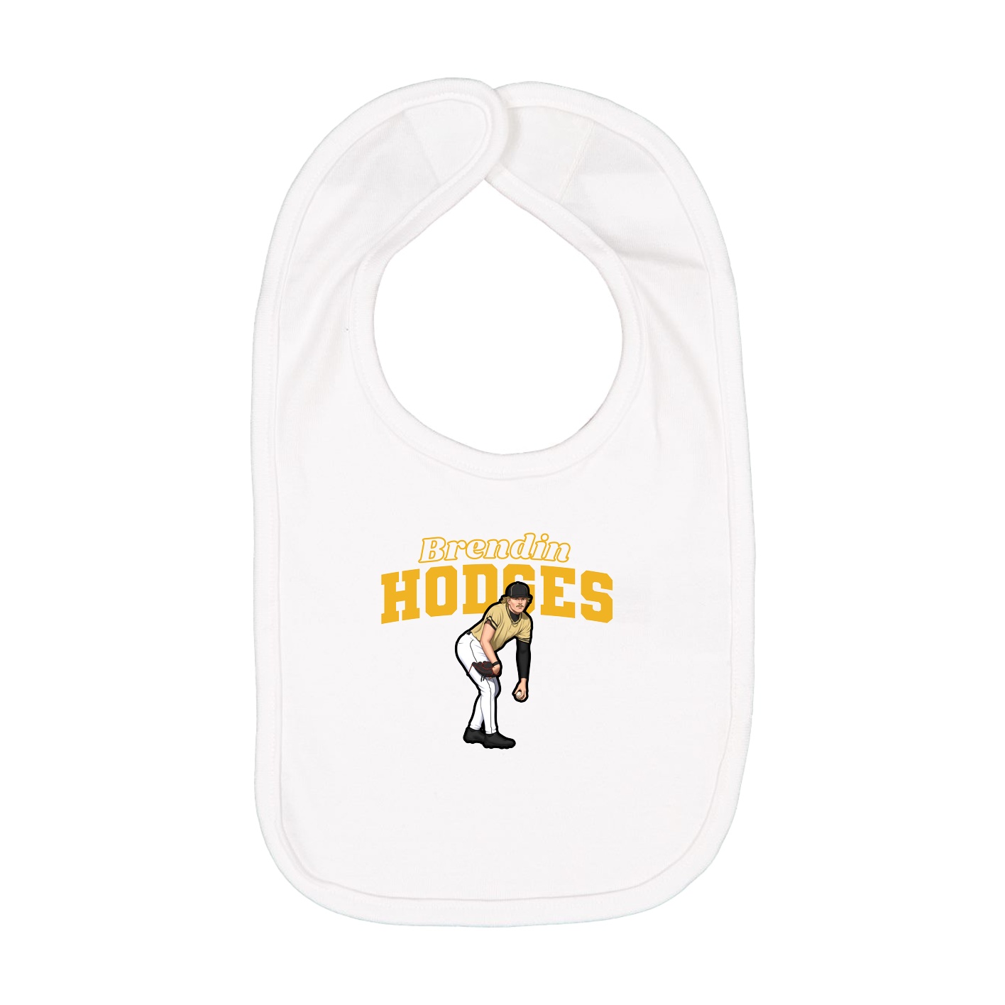 Infant Bib — Name Arch in White