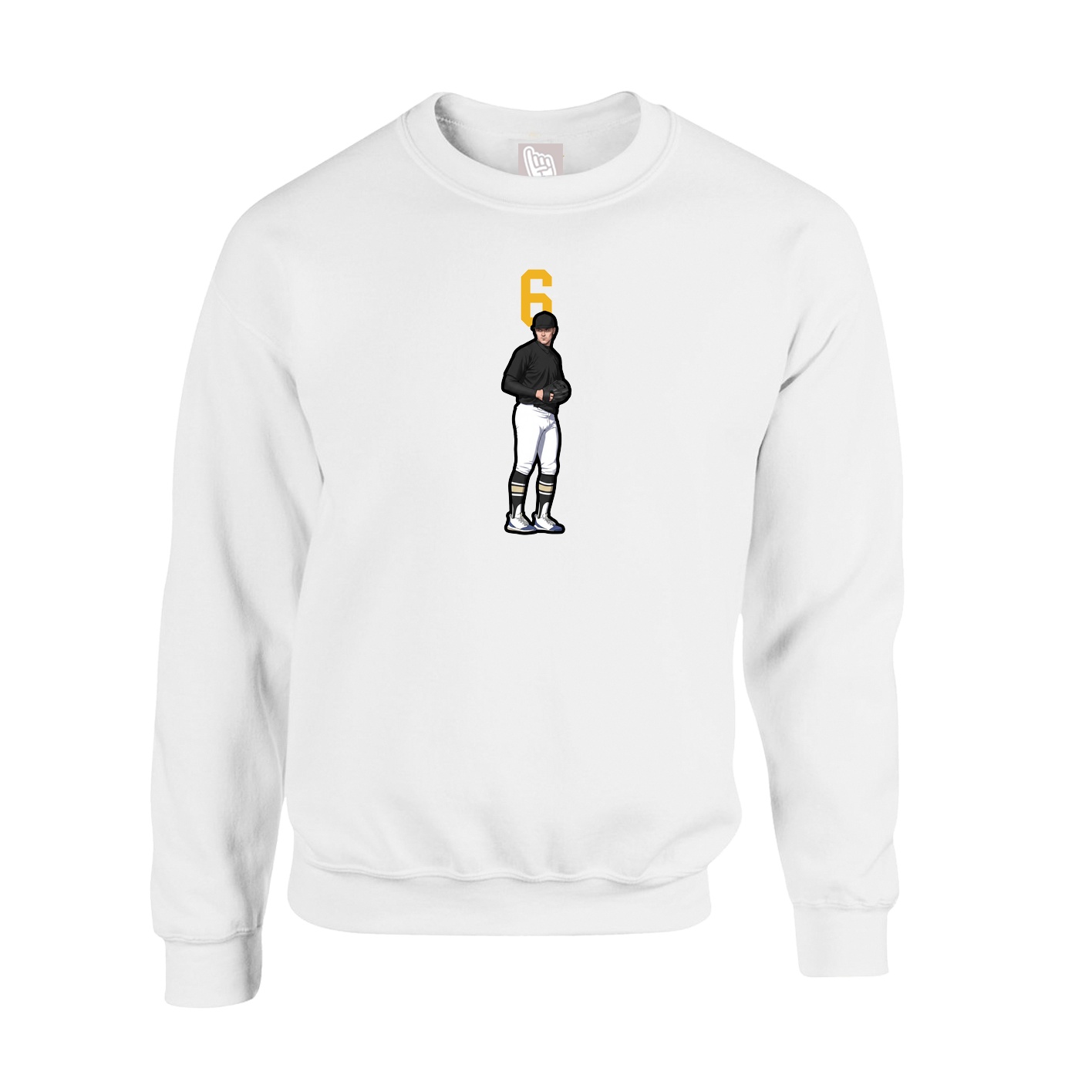 Fleece Crew — Number Top in White