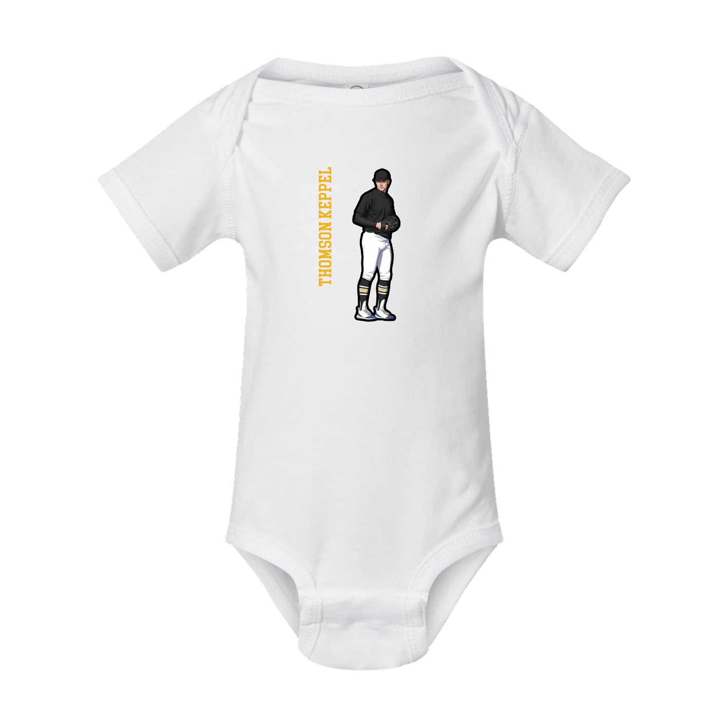 Baby Onesie — Name Vertical in White