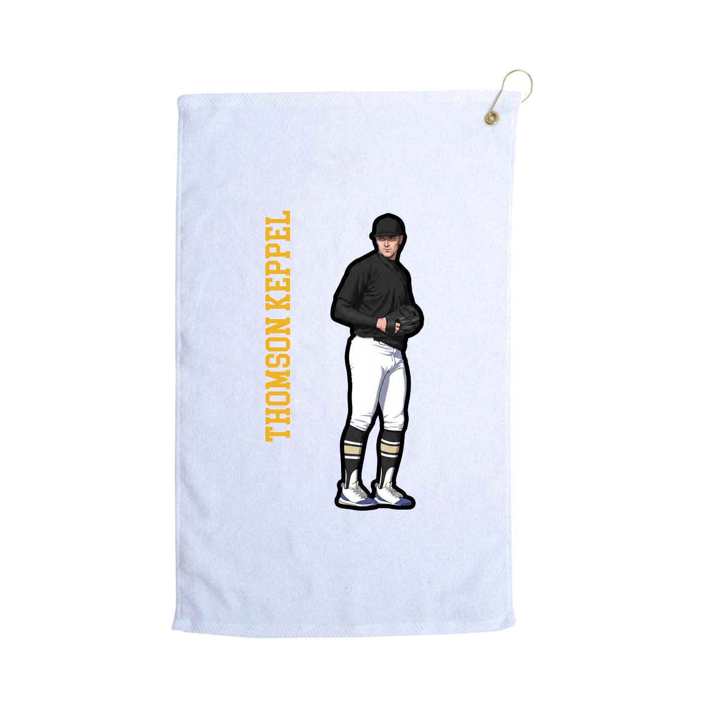Golf Towel — Name Vertical in White
