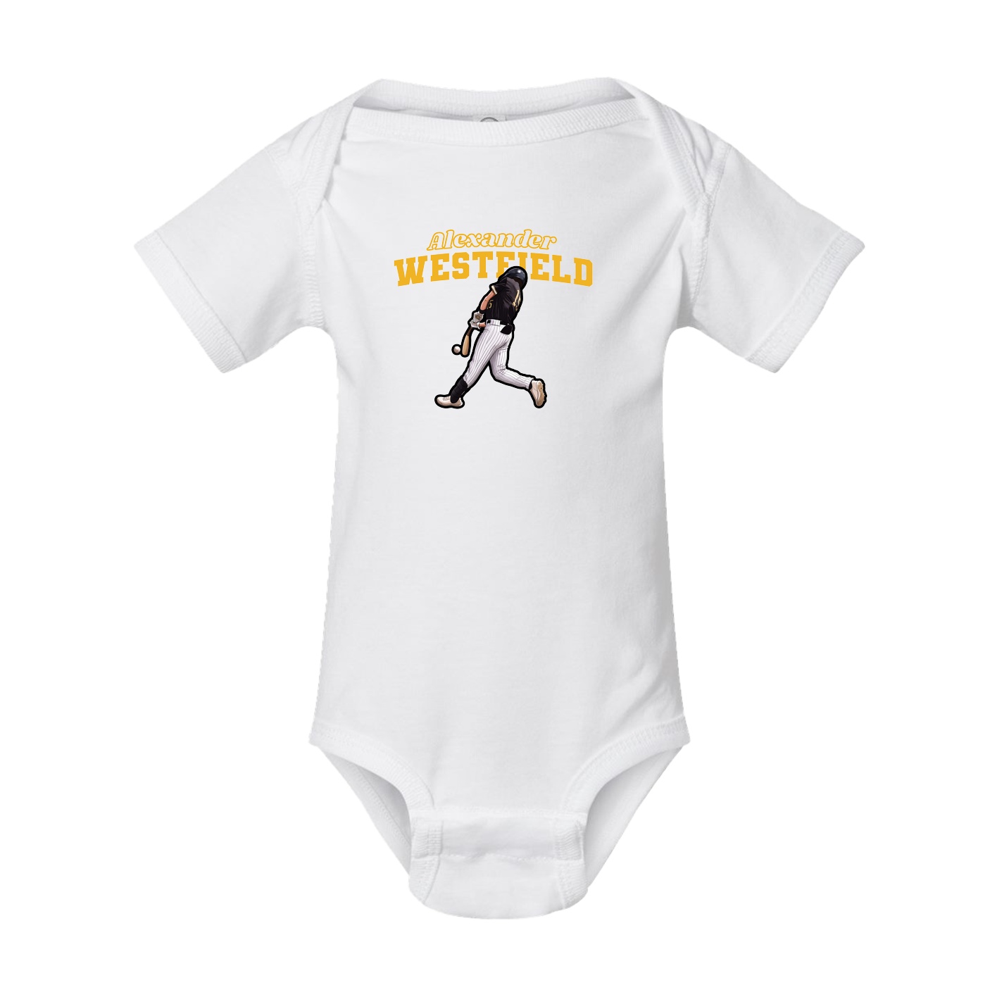 Baby Onesie — Name Arch in White