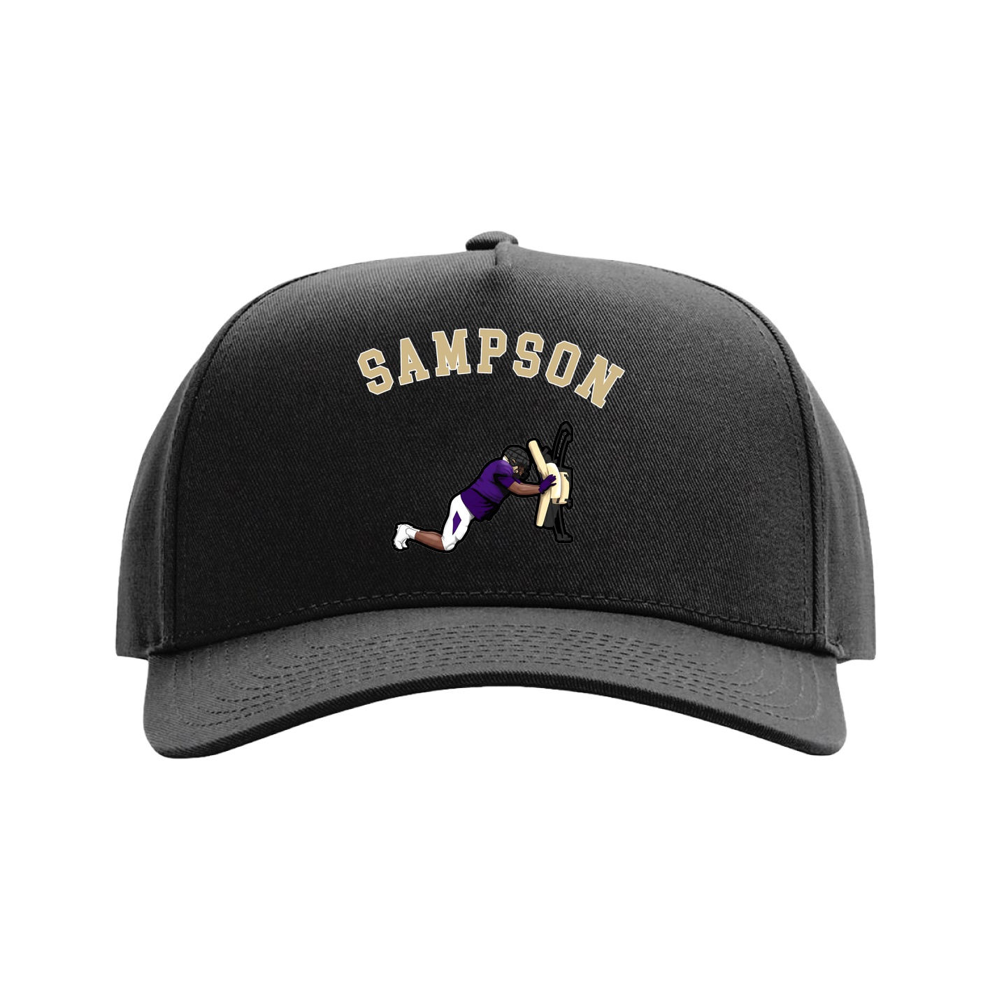 Full Fabric Five-Panel Champ Cap — Shirsey Arch in Black