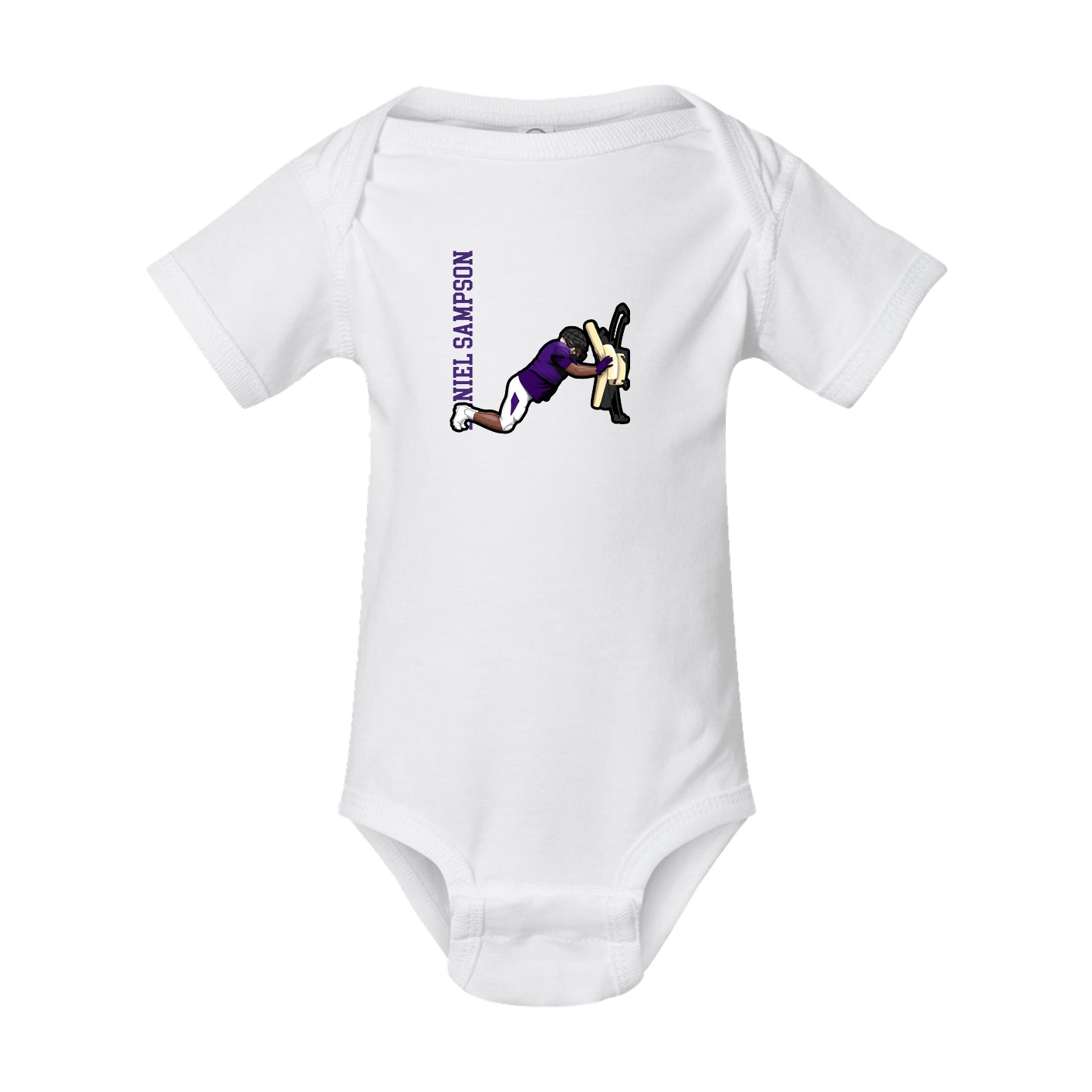 Baby Onesie — Name Vertical in White