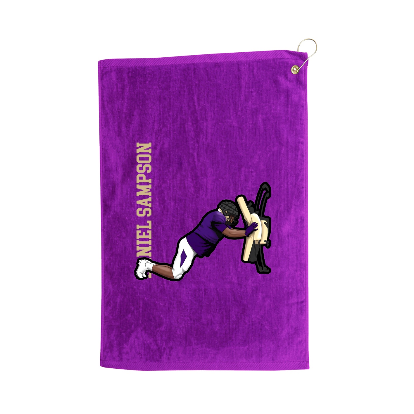 Golf Towel — Name Vertical in Purple