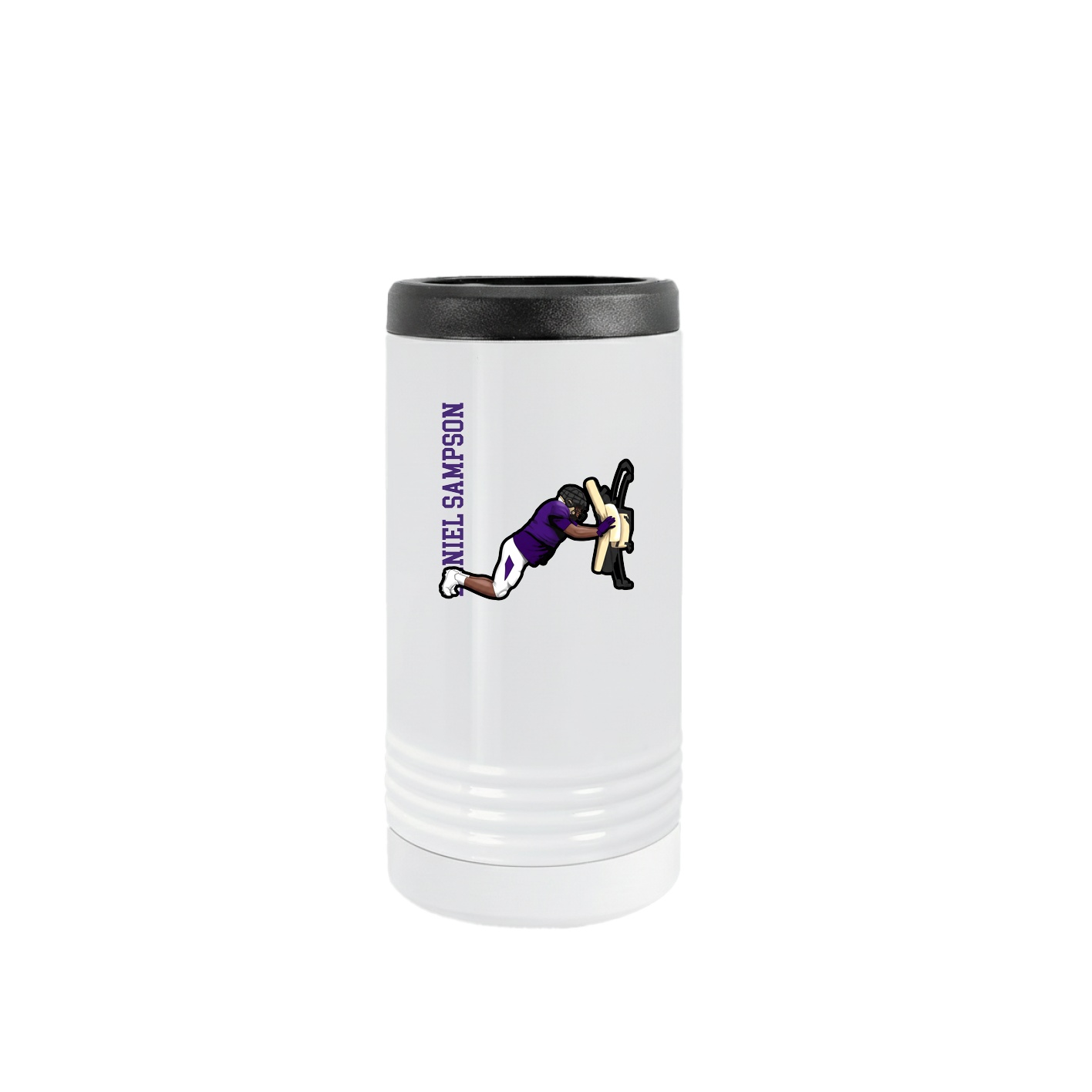 Slim Beverage Holder — Name Vertical in White