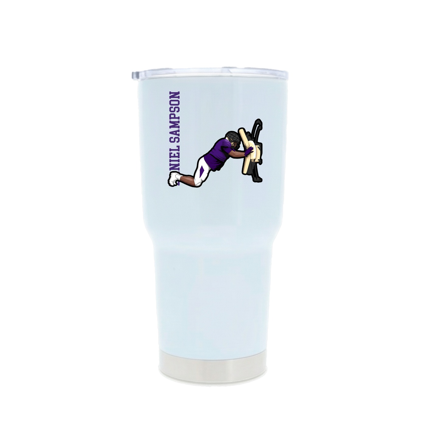 30oz Stainless Steel Tumbler — Name Vertical in White