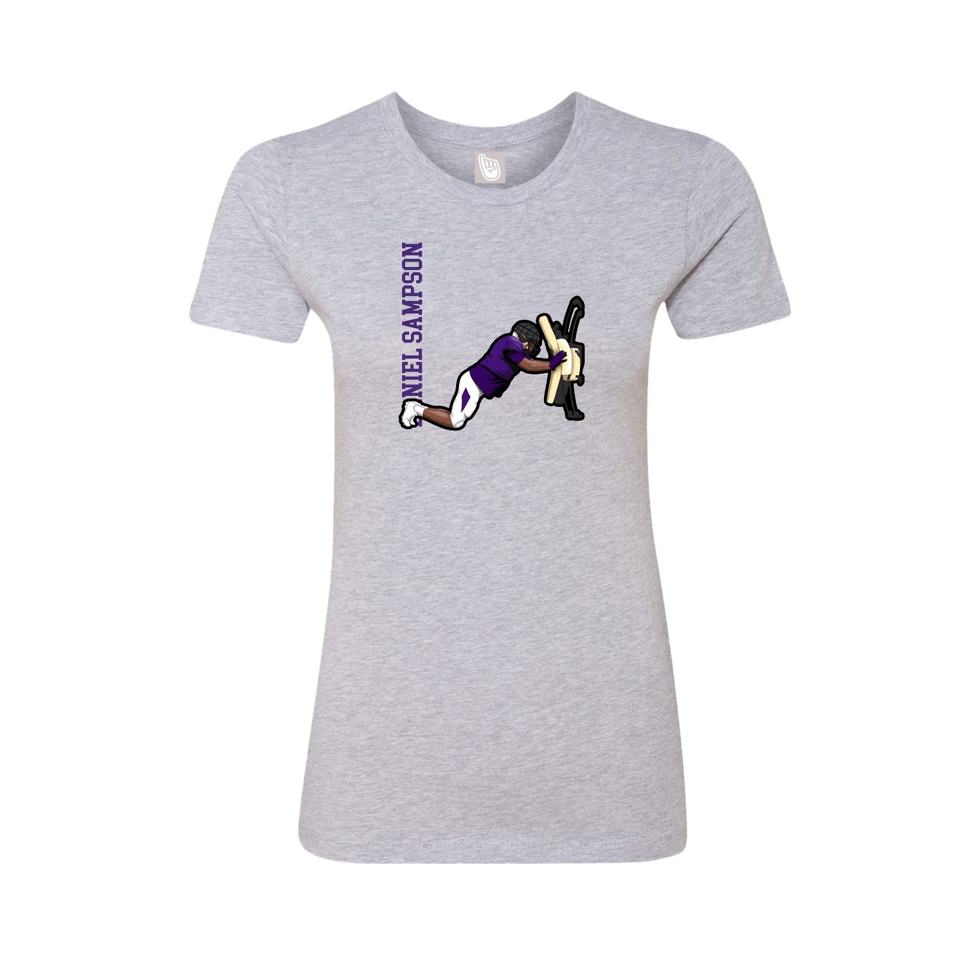 Womens Tee — Name Vertical in Grey