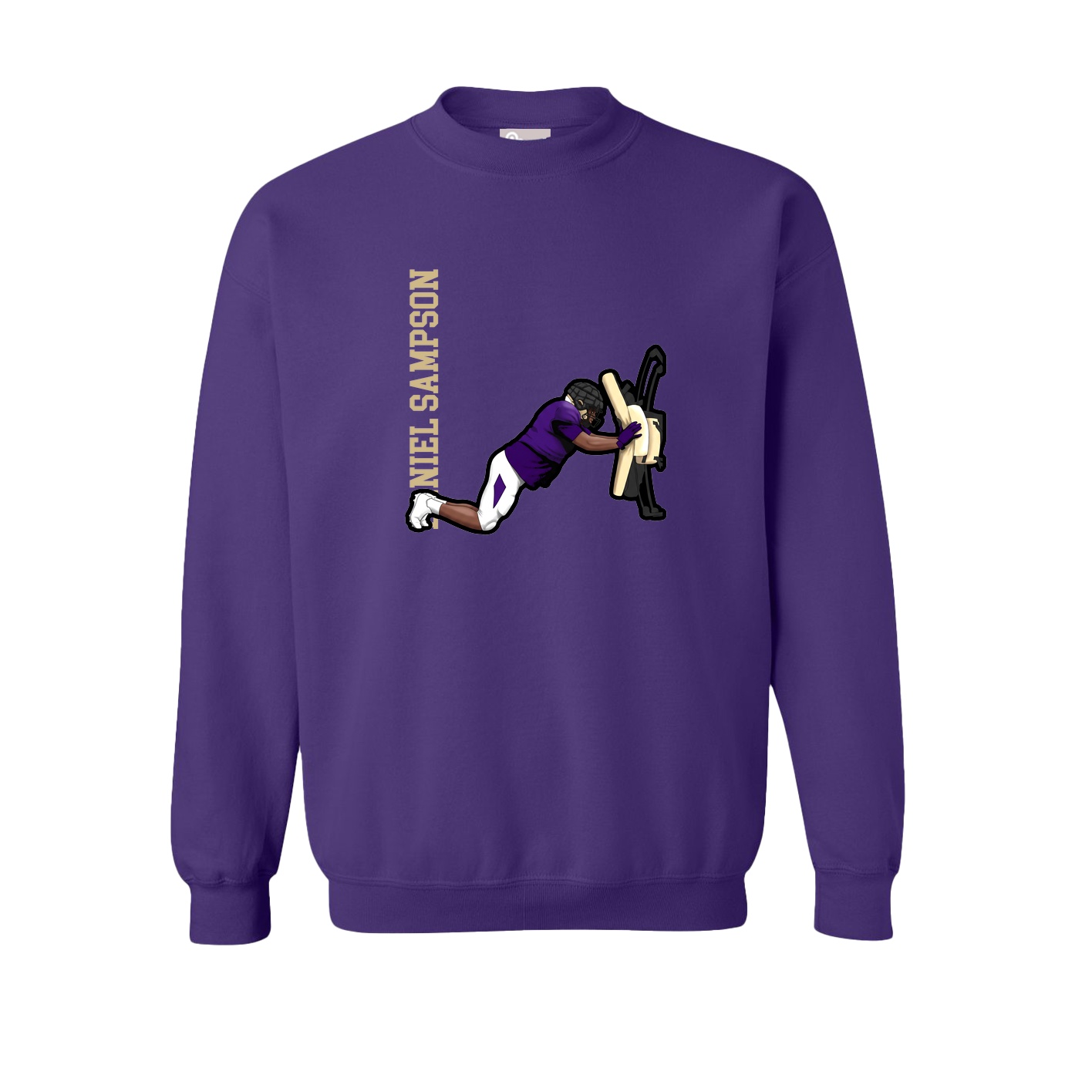 Fleece Crew — Name Vertical in Purple