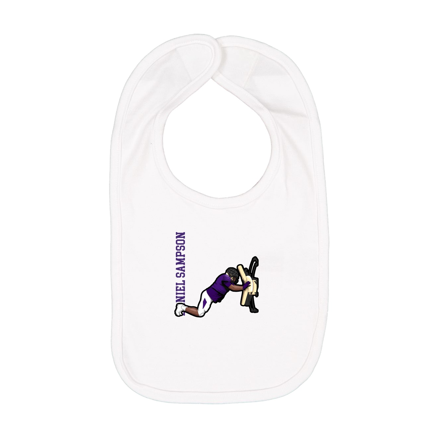 Infant Bib — Name Vertical in White