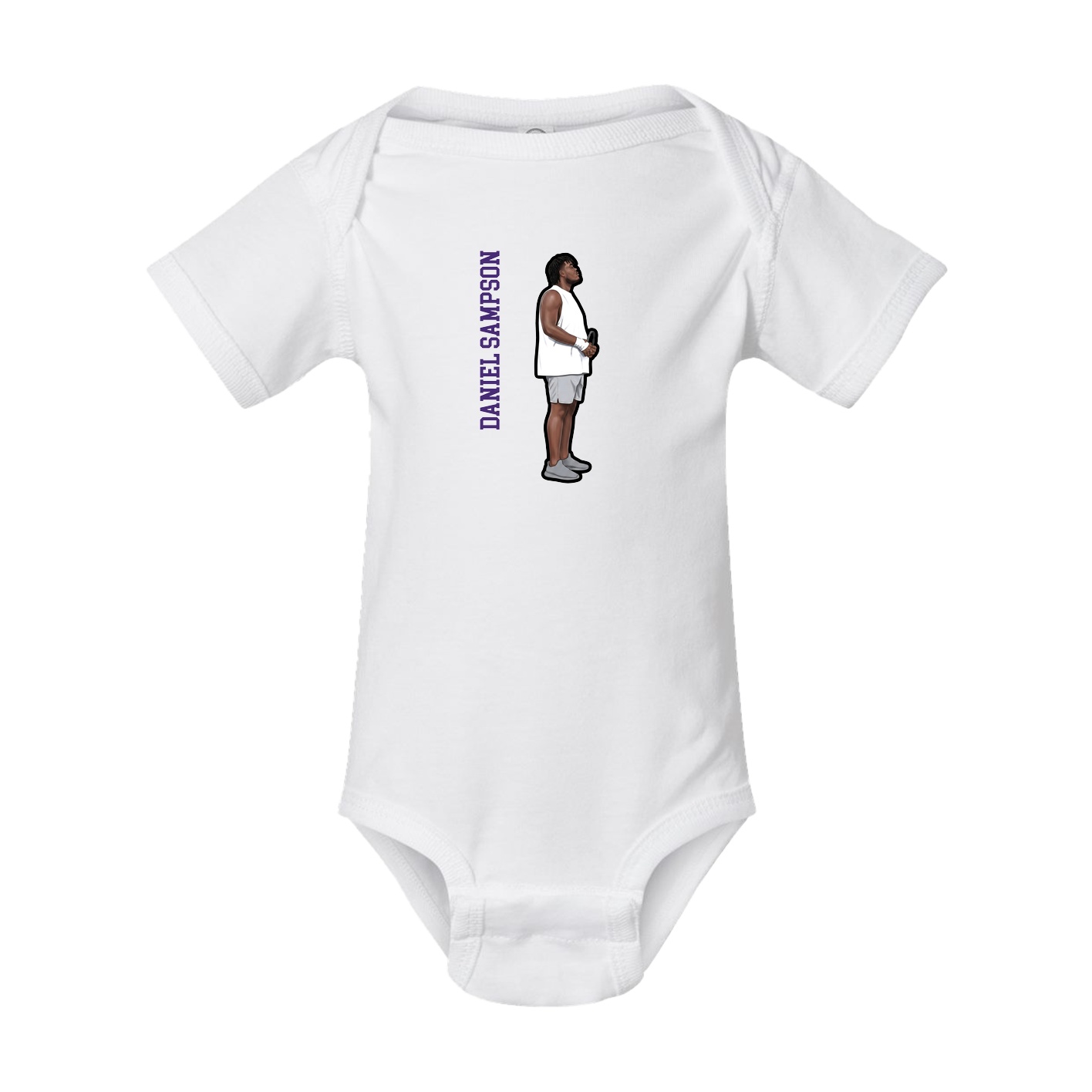 Baby Onesie — Name Vertical in White