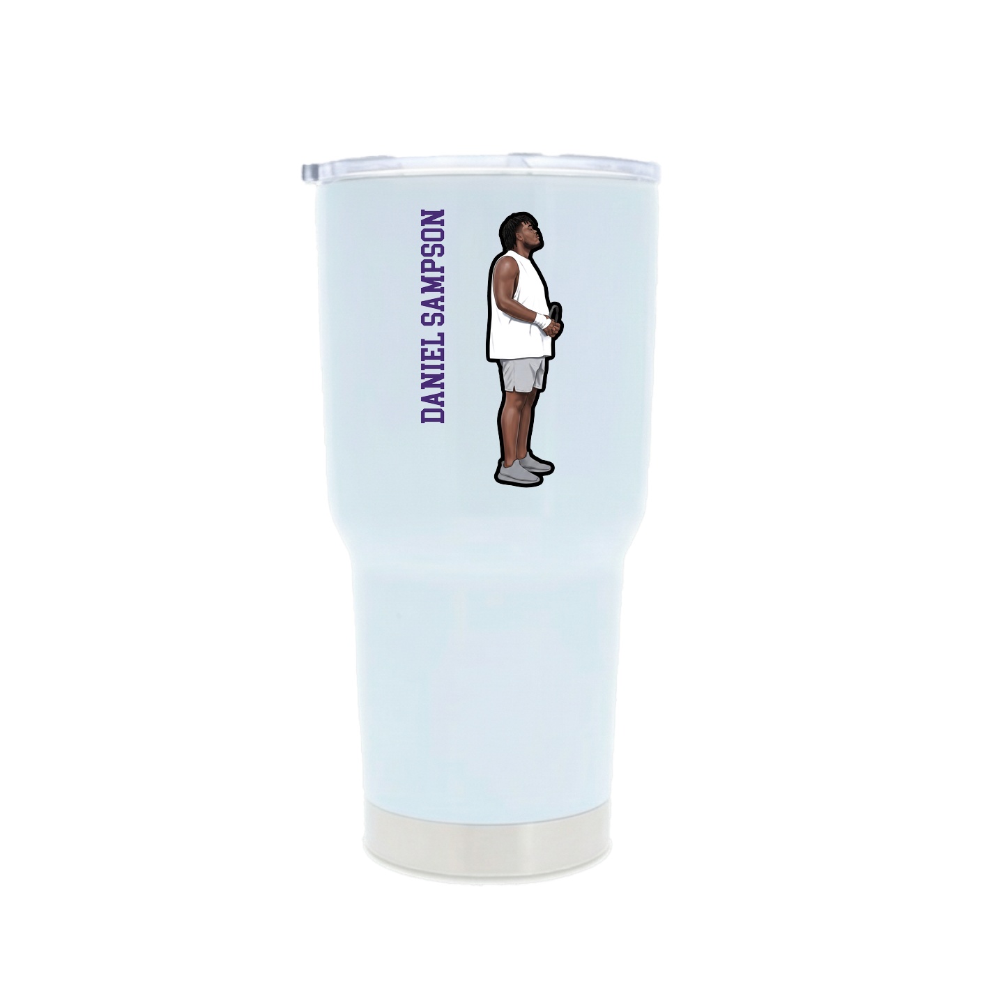 30oz Stainless Steel Tumbler — Name Vertical in White