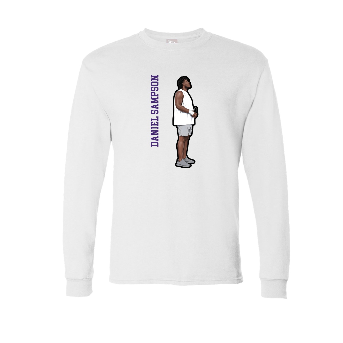Long Sleeve Tee — Name Vertical in White