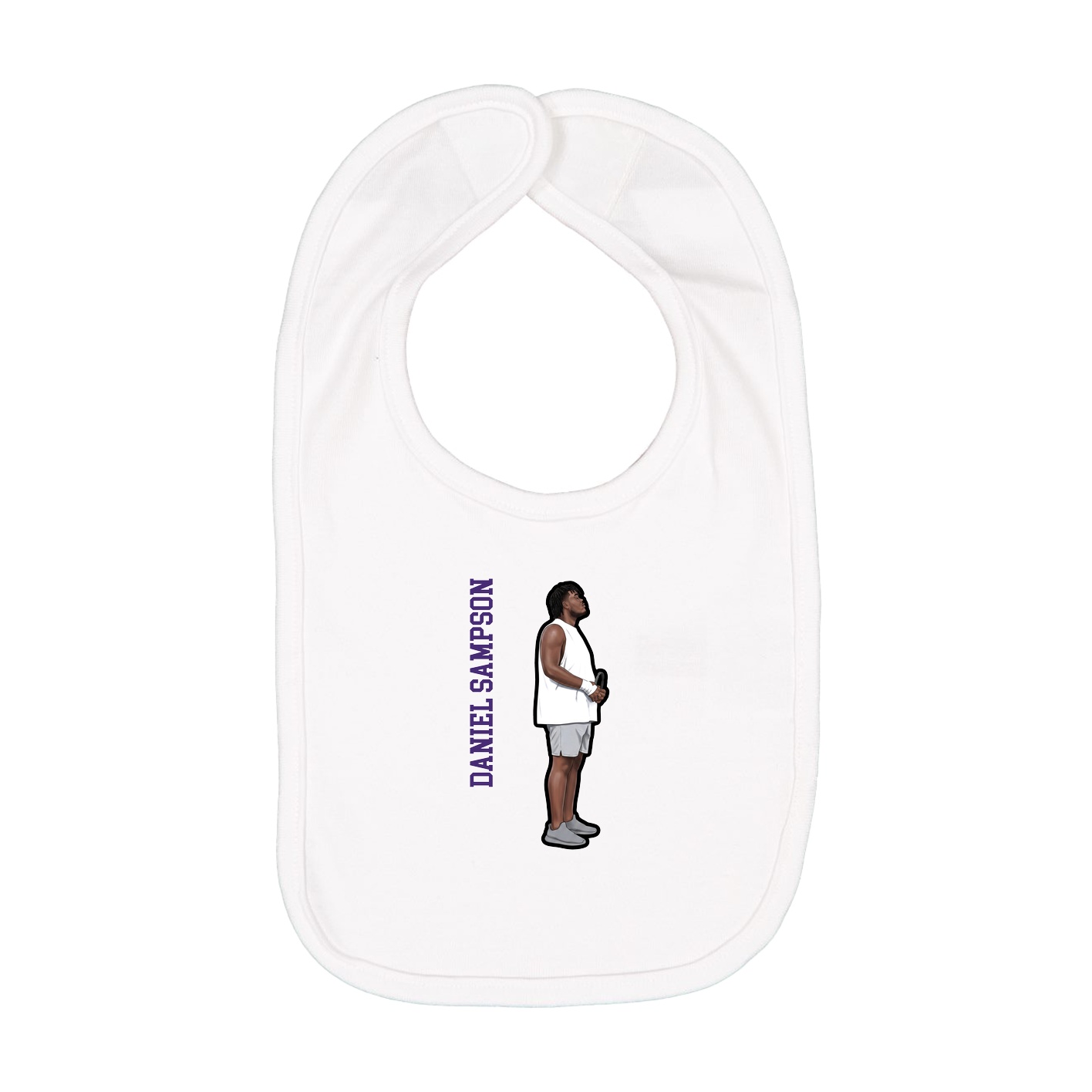 Infant Bib — Name Vertical in White
