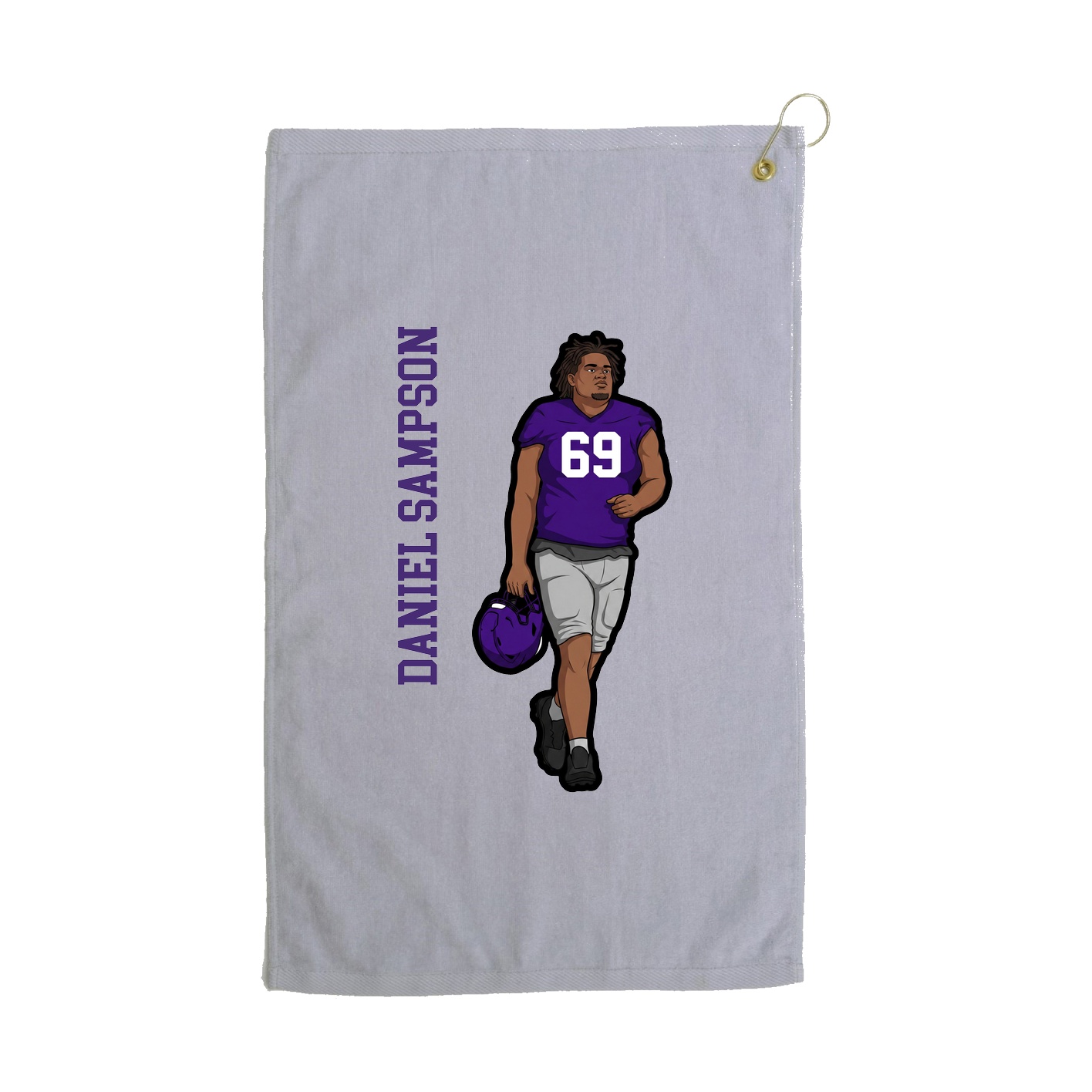Golf Towel — Name Vertical in Grey