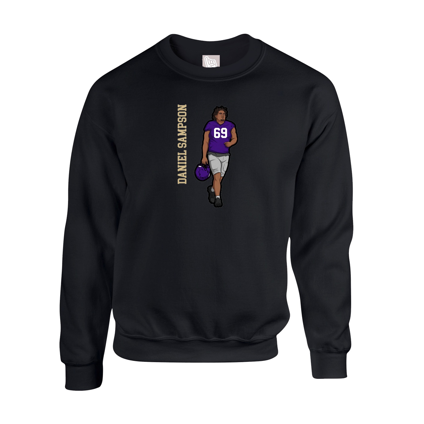 Fleece Crew — Name Vertical in Black