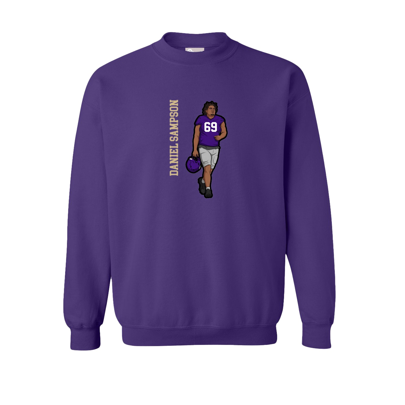 Fleece Crew — Name Vertical in Purple