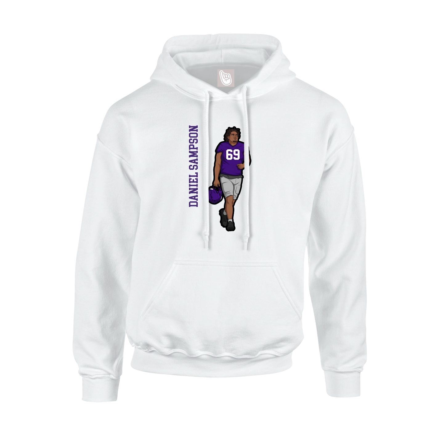 Youth Hoodie — Name Vertical in White