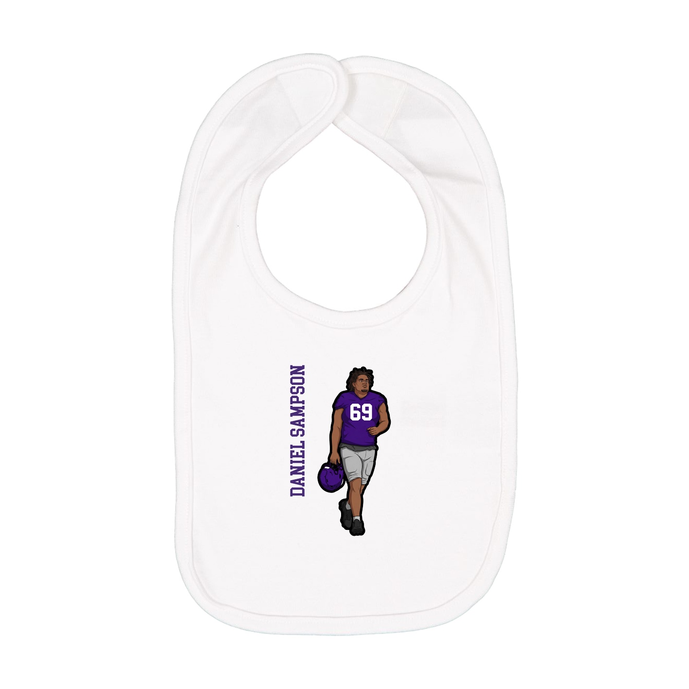 Infant Bib — Name Vertical in White