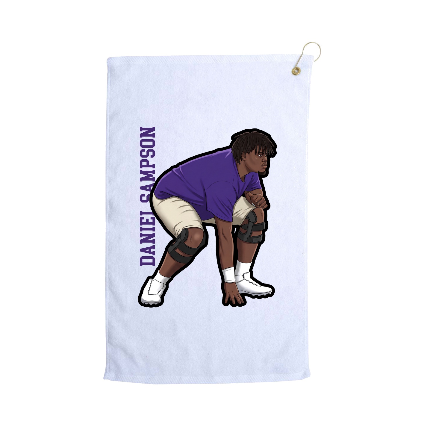 Golf Towel — Name Vertical in White