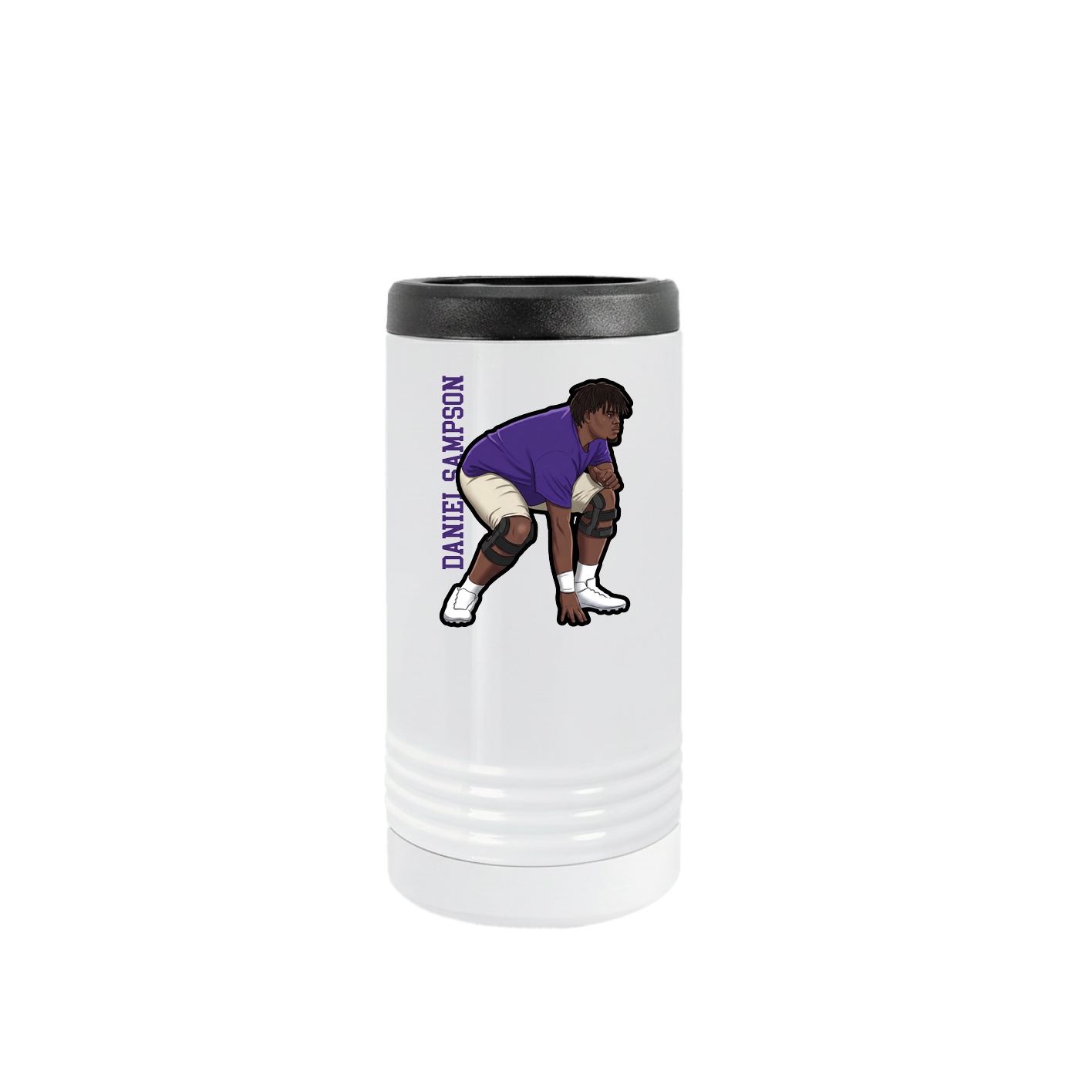 Slim Beverage Holder — Name Vertical in White
