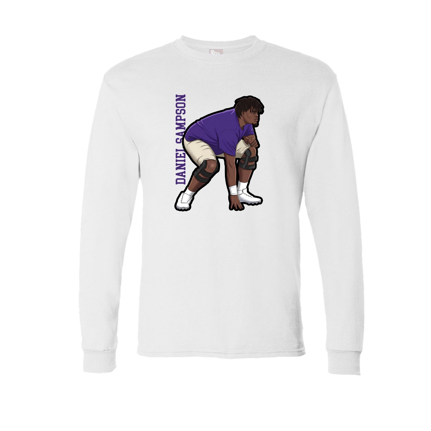 Long Sleeve Tee — Name Vertical in White
