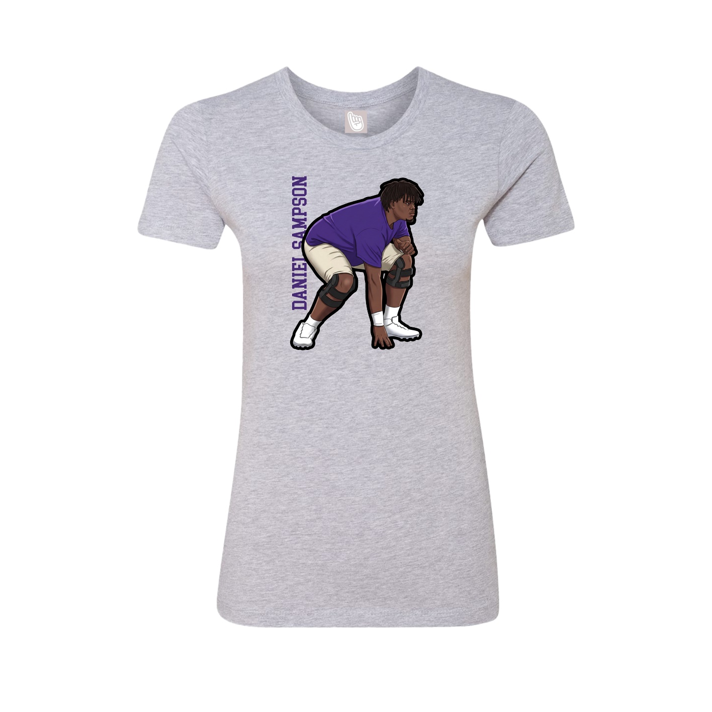 Womens Tee — Name Vertical in Grey