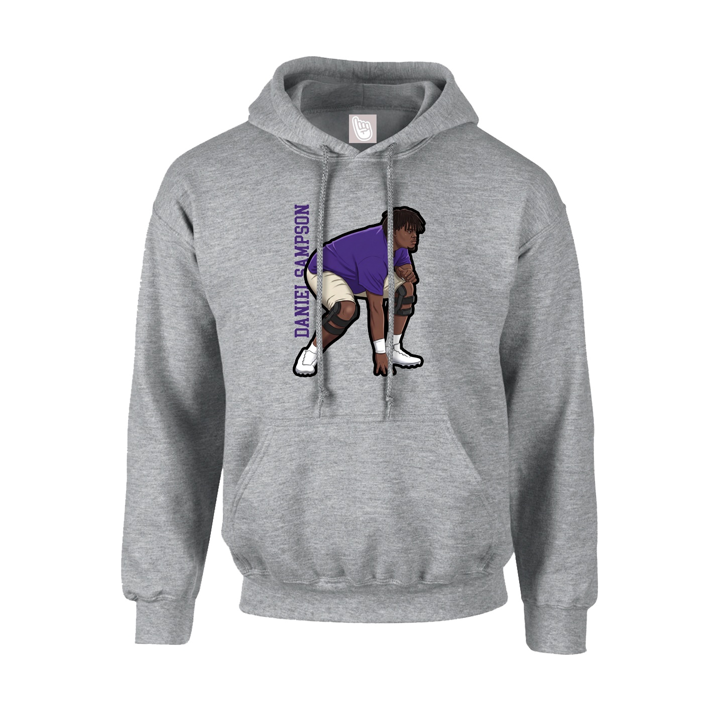 Hoodie — Name Vertical in Grey