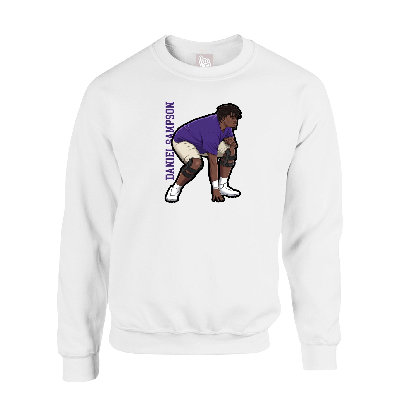Fleece Crew — Name Vertical in White