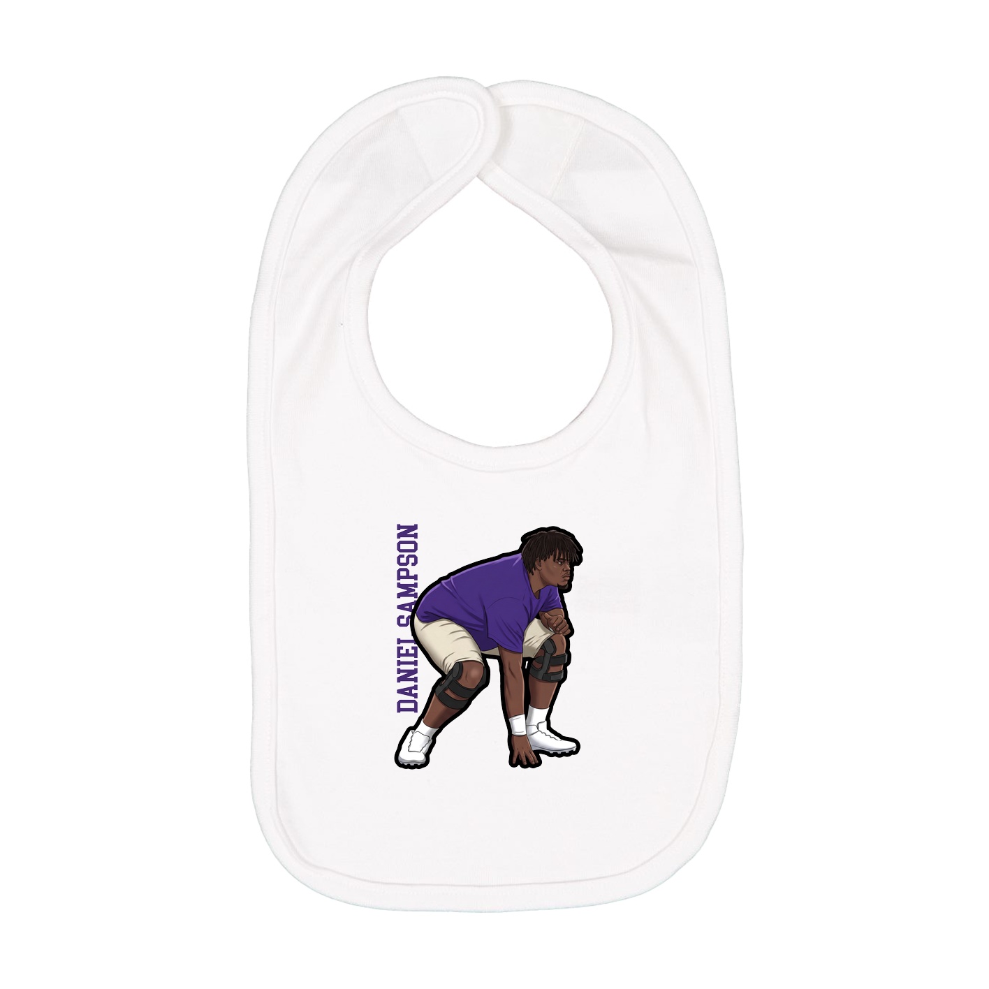 Infant Bib — Name Vertical in White