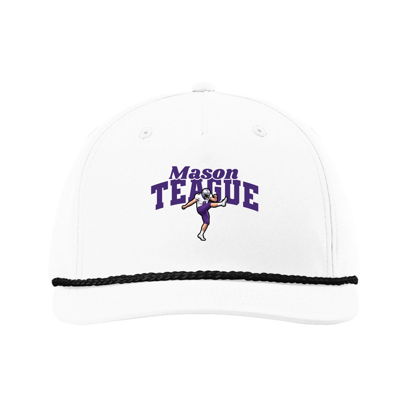Five-Panel Classic Rope Cap — Signature Arch in White
