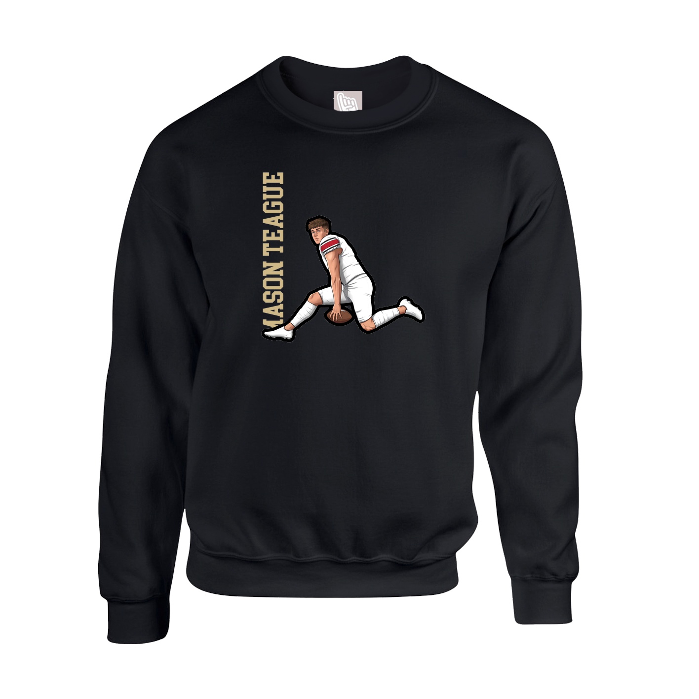 Fleece Crew — Name Vertical in Black