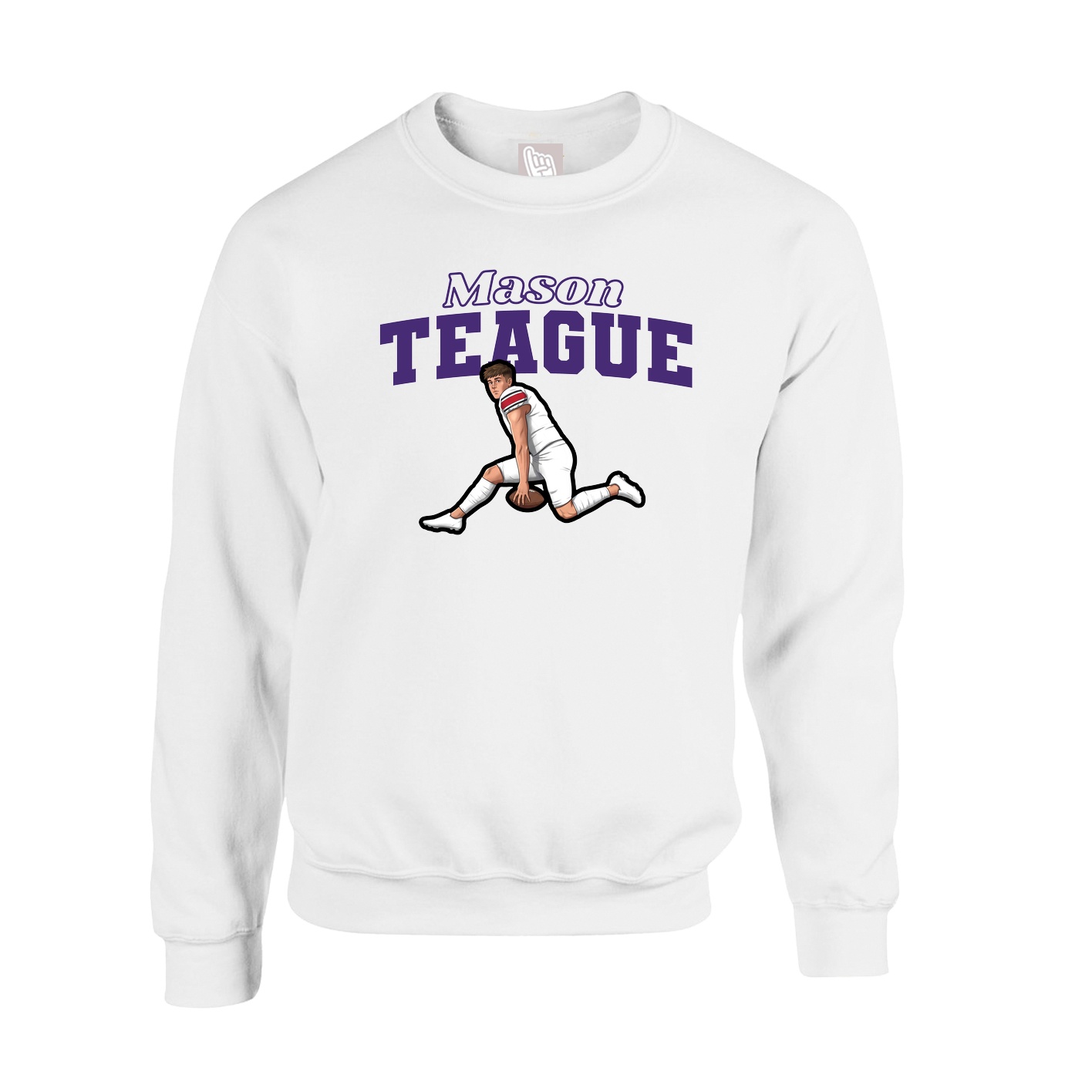 Fleece Crew — Name Arch in White