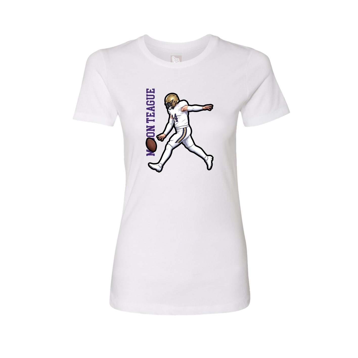 Fitted Women's Tee — Name Vertical in White