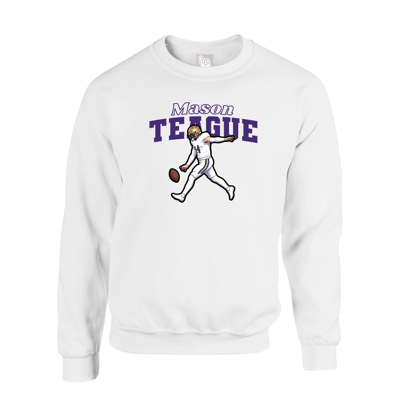 Fleece Crew — Name Arch in White