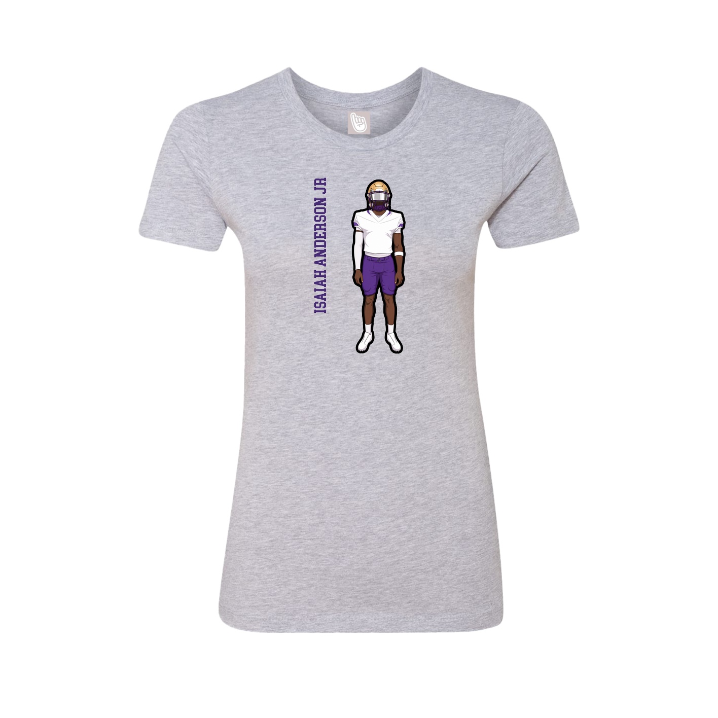 Fitted Women's Tee — Name Vertical in Grey