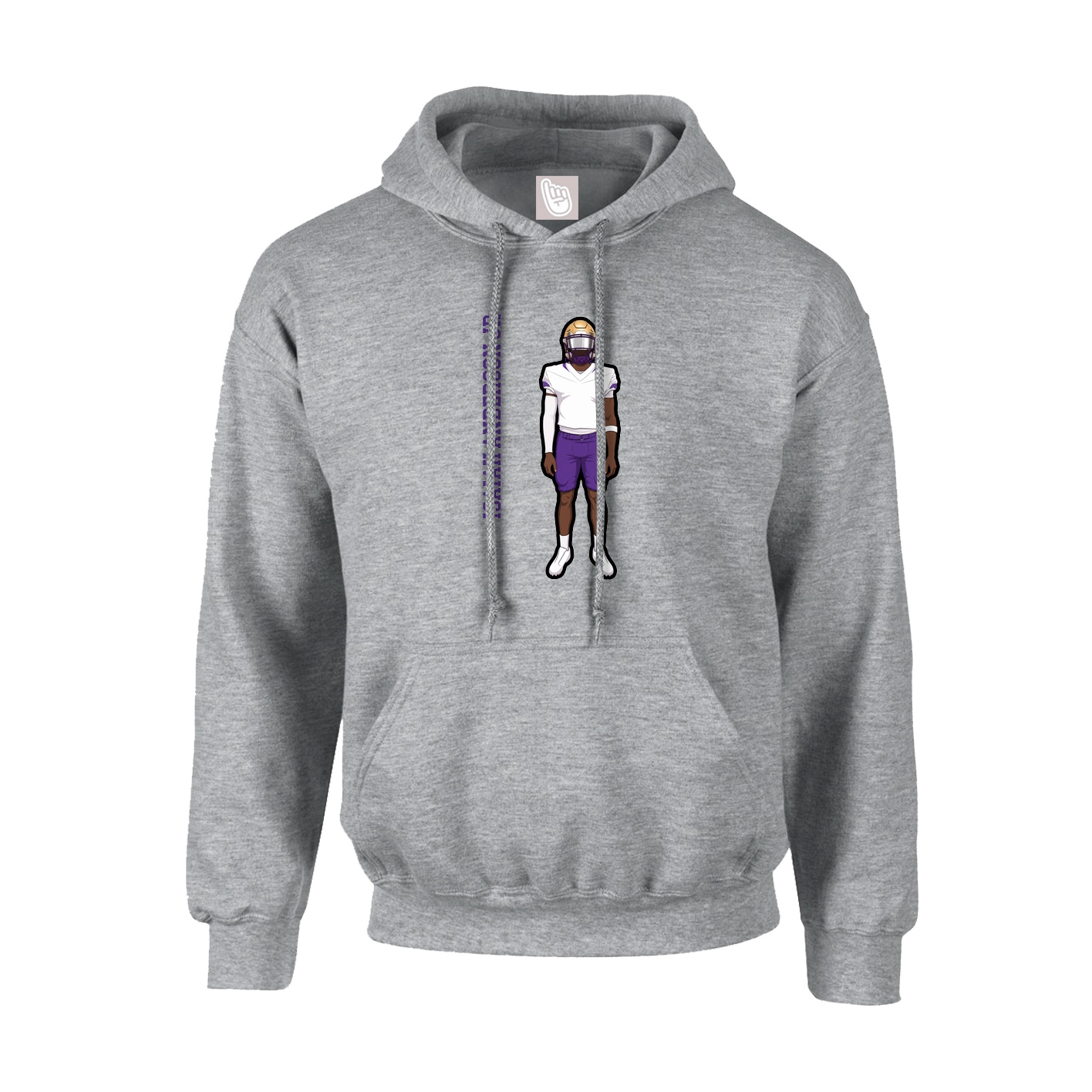 Youth Hoodie — Name Vertical in Grey