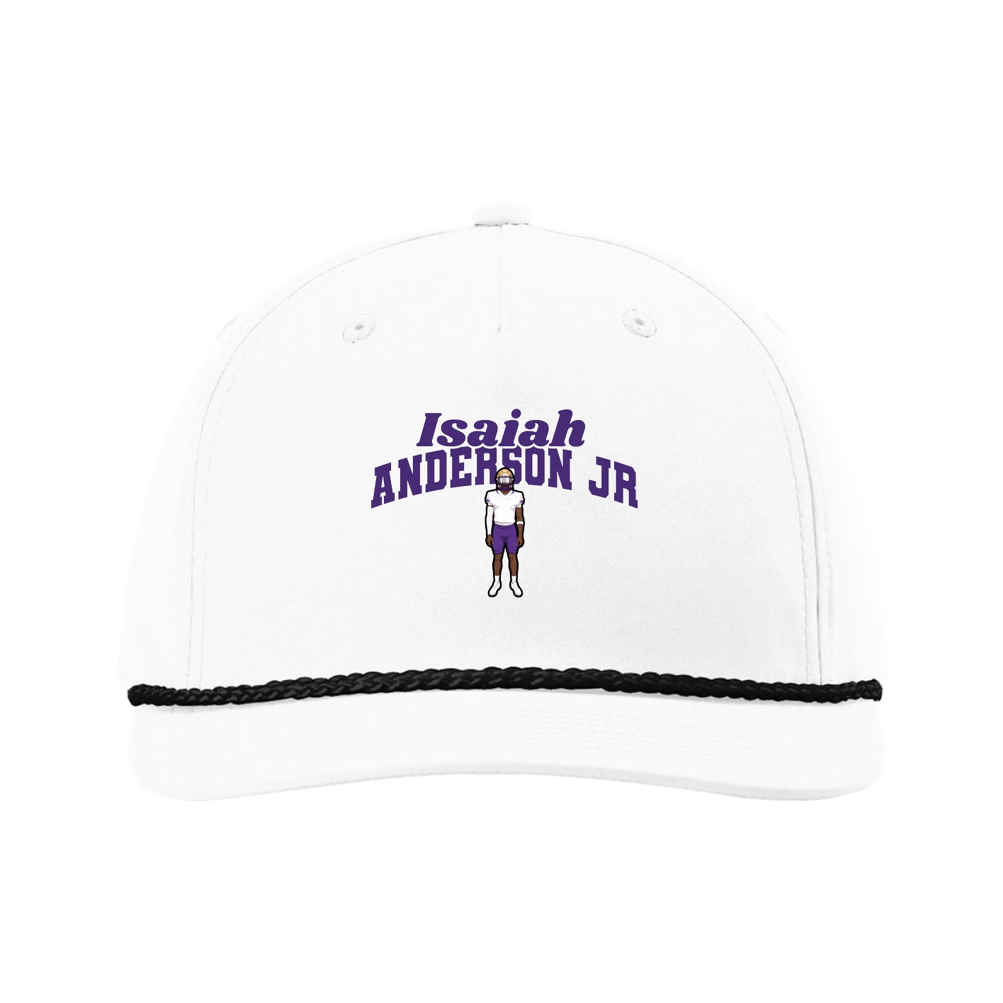 Five-Panel Classic Rope Cap — Signature Arch in White