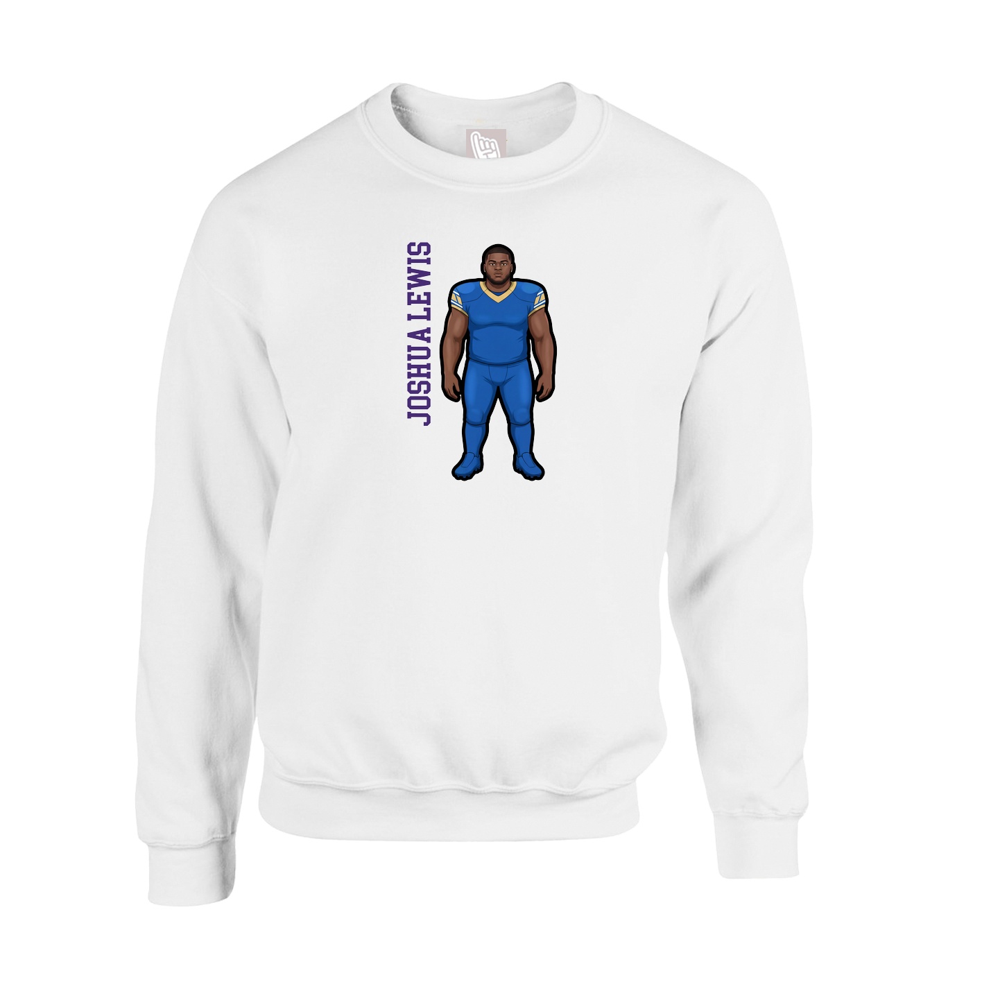 Fleece Crew — Name Vertical in White