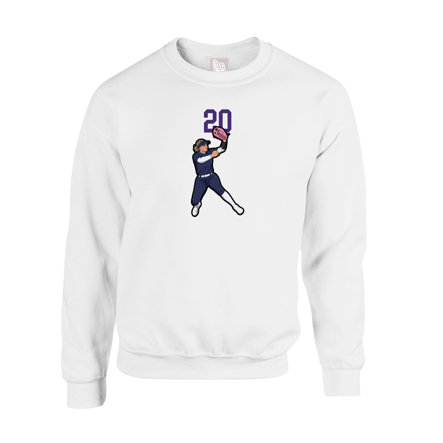 Fleece Crew — Number Top in White