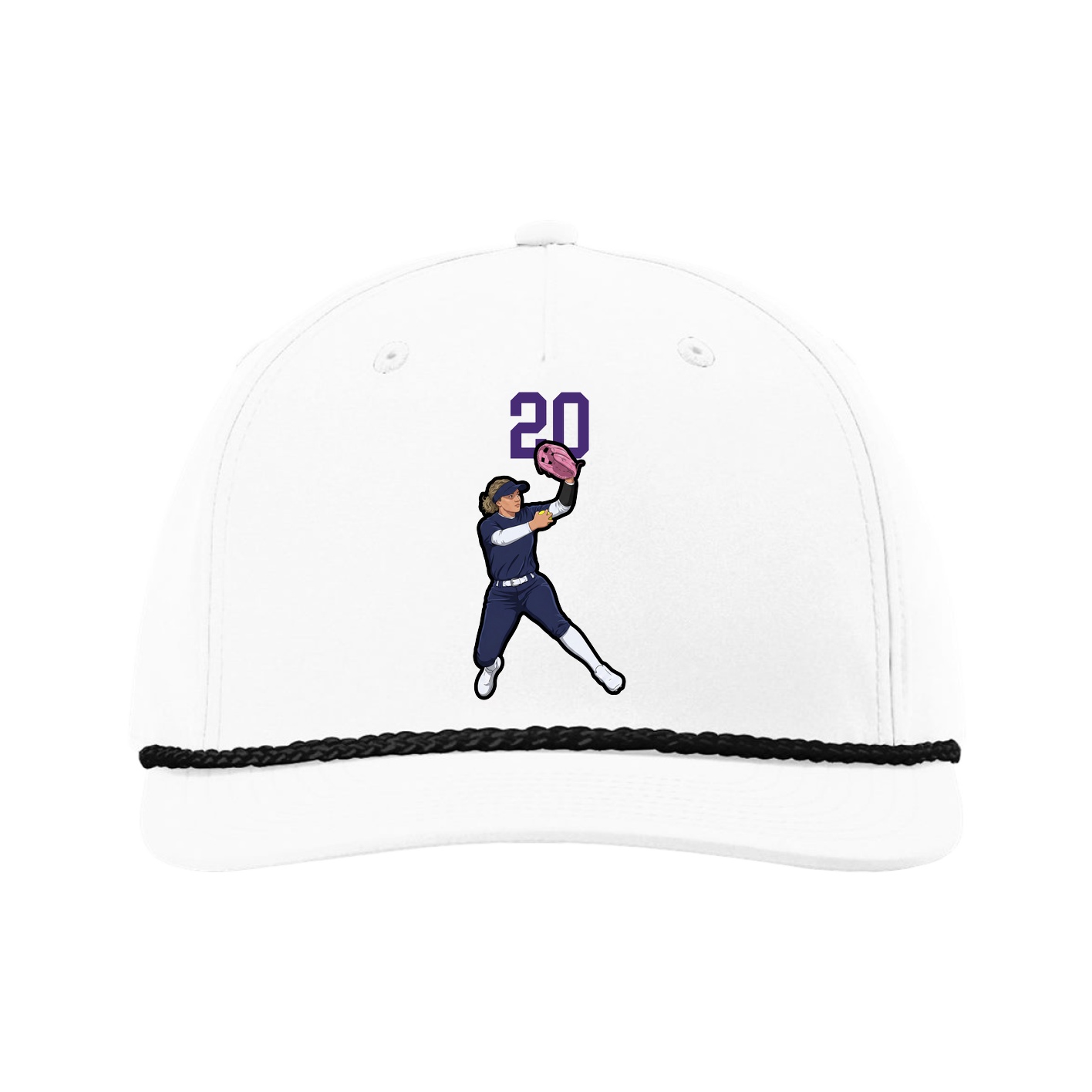 Five-Panel Classic Rope Cap — Number Top in White