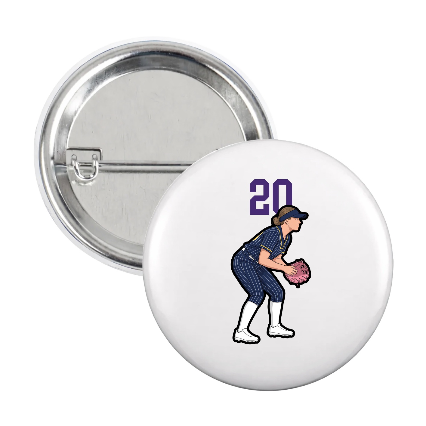 Game Day Button — Number Top in White