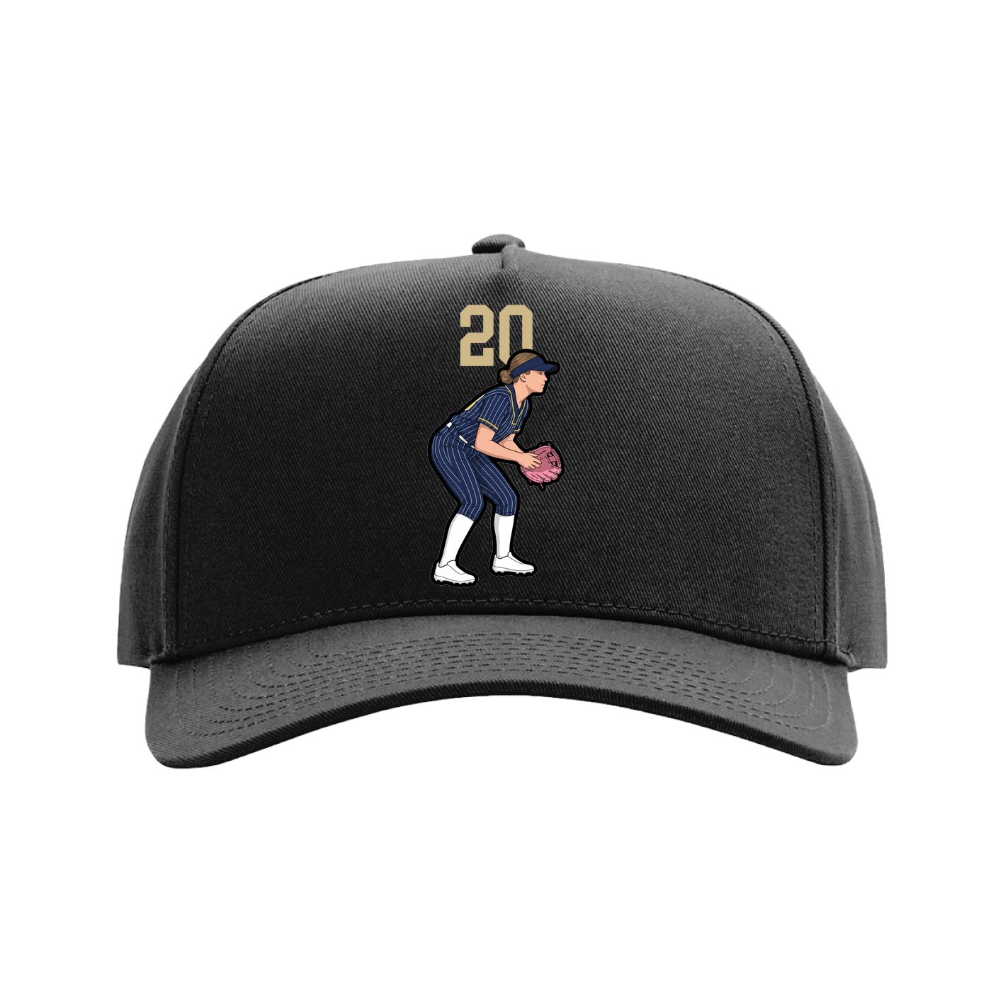 Full Fabric Five-Panel Champ Cap — Number Top in Black