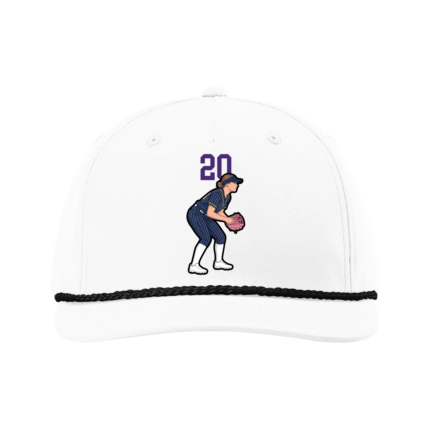Five-Panel Classic Rope Cap — Number Top in White