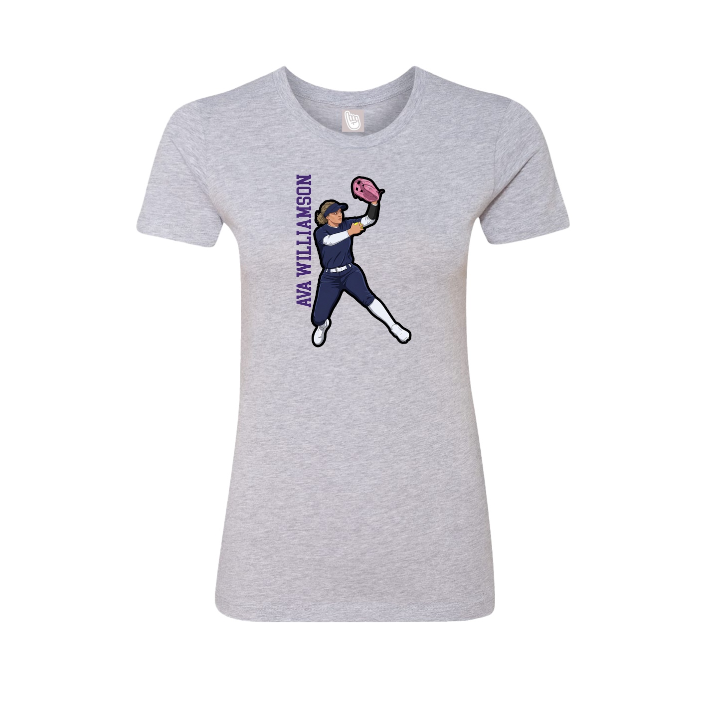 Fitted Women's Tee — Name Vertical in Grey
