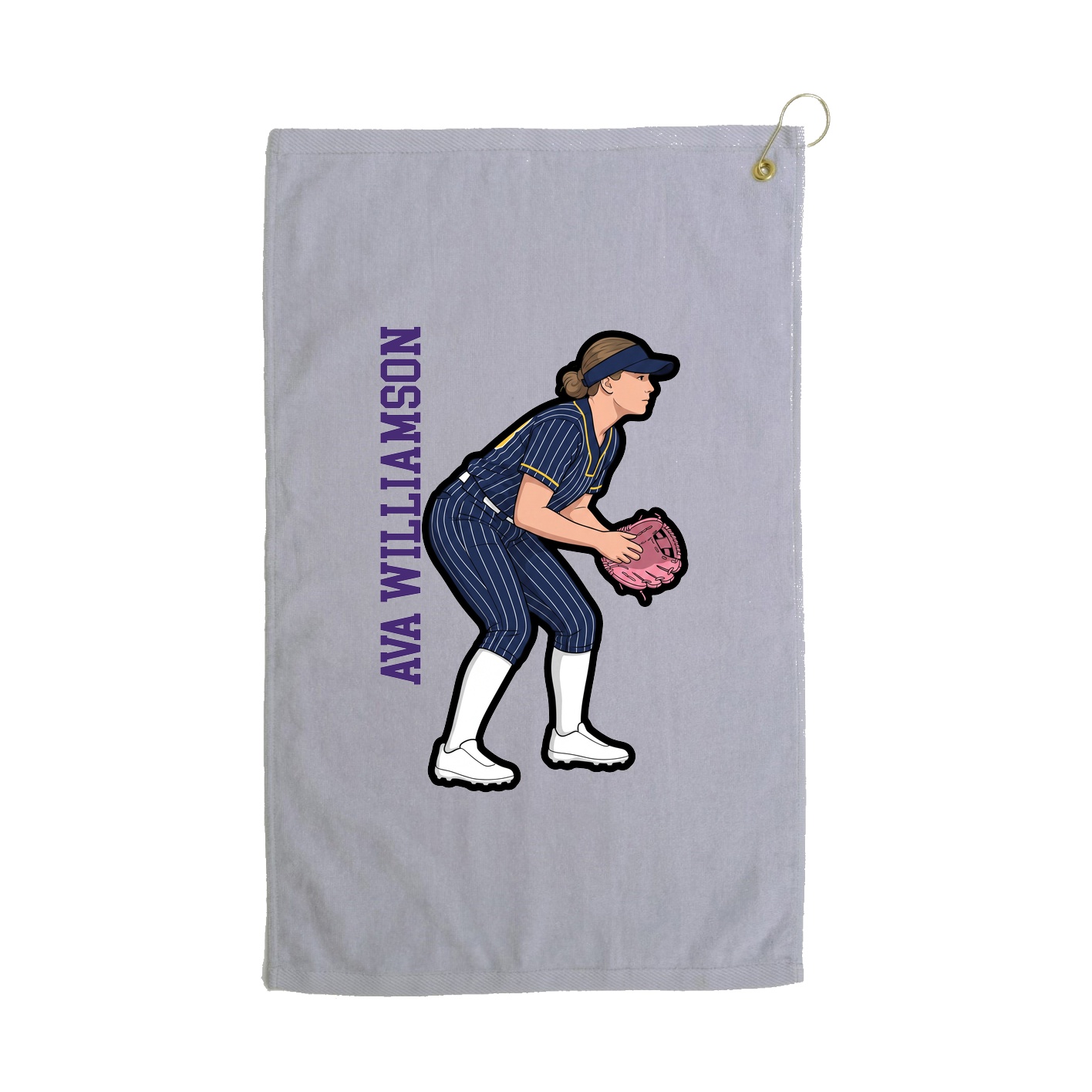 Golf Towel — Name Vertical in Grey